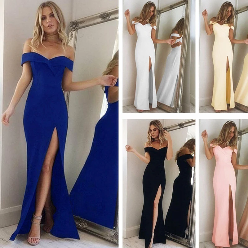 

Summer Fashion Women Elegant Sleeveless Women Sexy Mosaic Tube Top Slash Collar Famale Party Dress 5 Colors