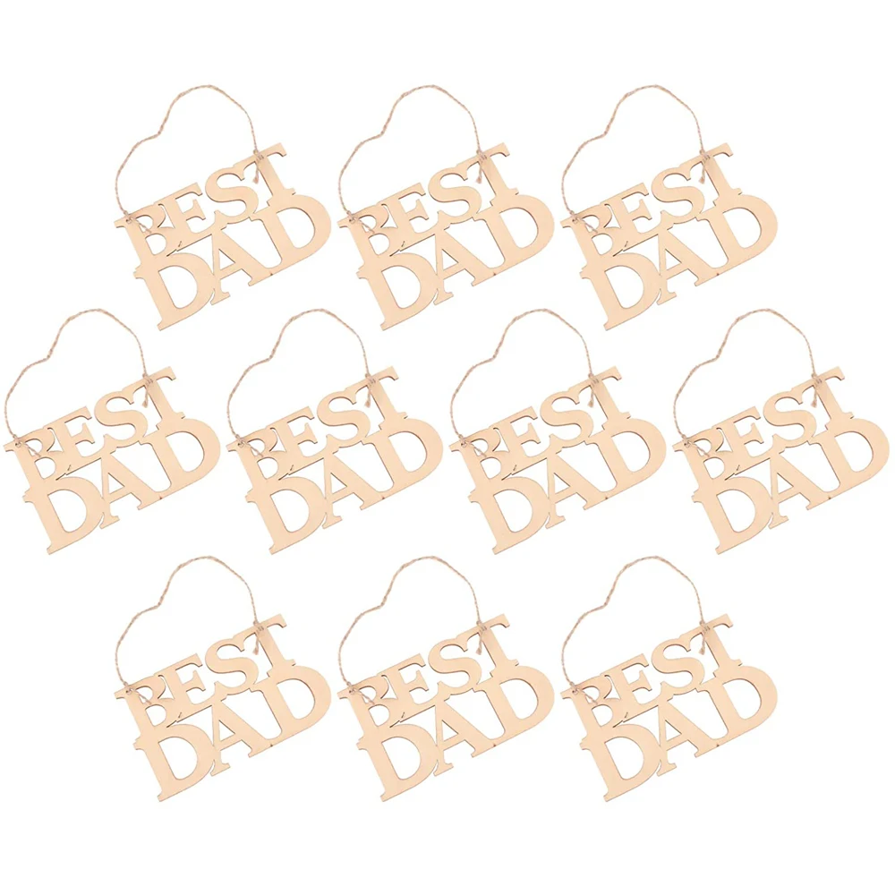 

Tofok 10pcs Fathers Day Wood Slices Best Dad Tags Hanging Crafts Pendant Embellishments Ornaments for Hanger Party DIY Projects