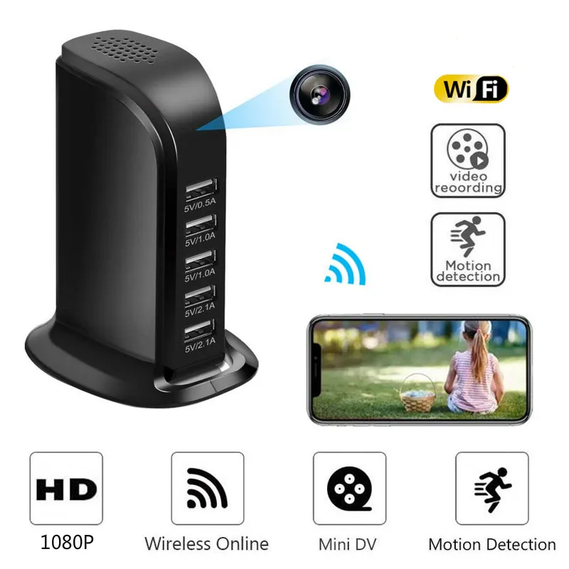 

Беспроводная мини-камера видеонаблюдения с USB-адаптером, Wi-Fi, 1080P