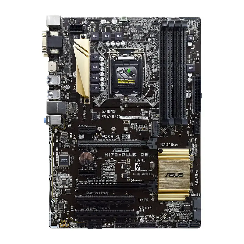 Фото ASUS H170-PLUS D3 1151 материнская плата H170 материнская плата DDR3 64 Гб ОЗУ Core i7 7700K 6700K процессор Intel H170 M.2 PCI-E 3,0 HDM ATX №2