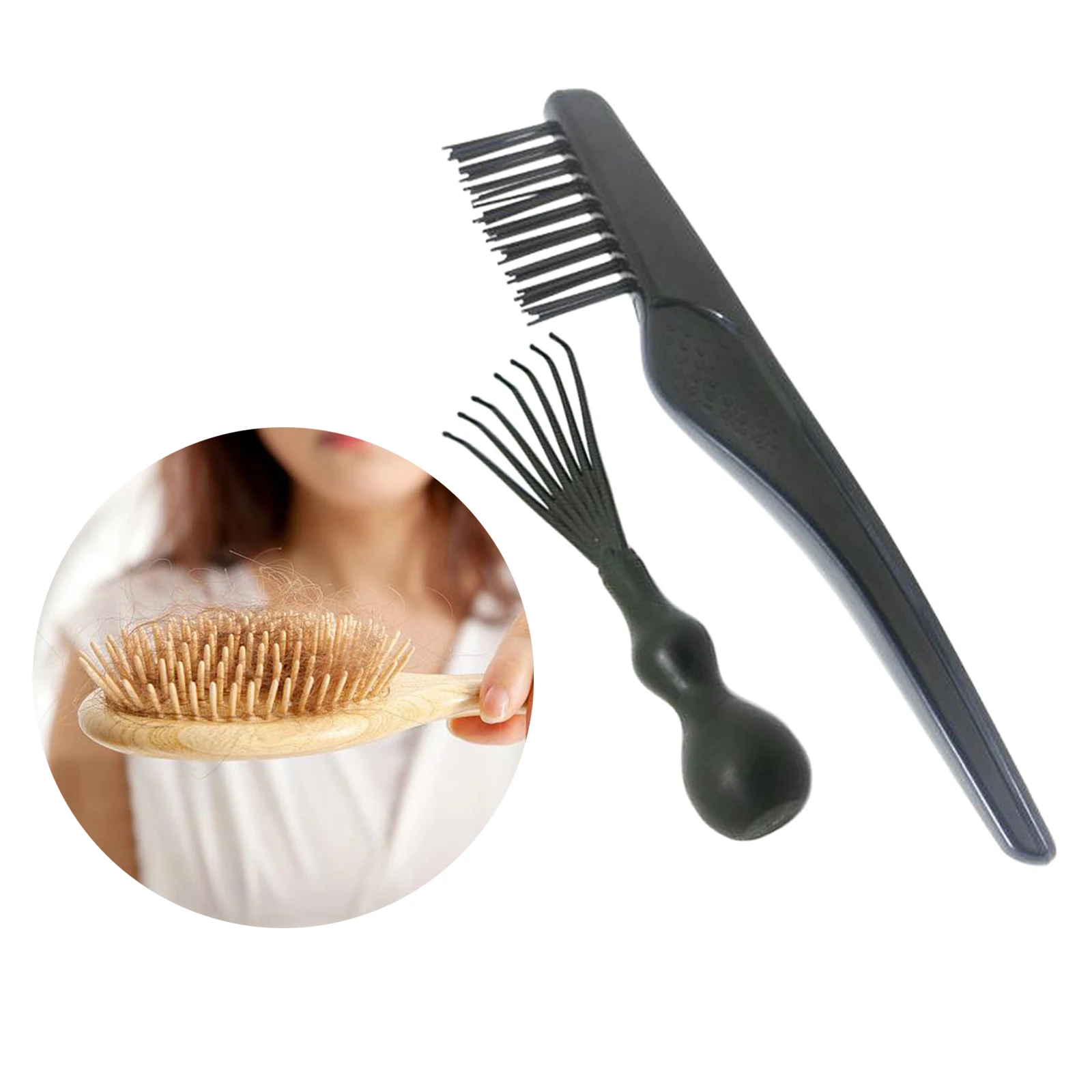 

2PCS Hair Brush Cleaning Tool Cleaner Rake Comb Set Easy to carry Convenient