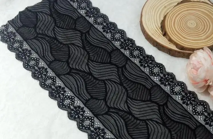 Высококачественная французская эластичная черная кружевная отделка шириной 1