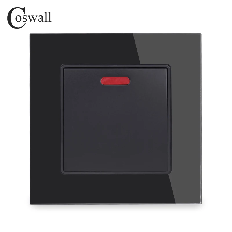 COSWALL 20A DP переключатель с неоновой хрустальной стеклянной панелью для водонагревателя вкл/выкл настенный переключатель для кондиционера