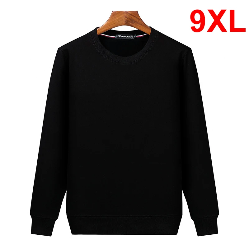 

Oversized Pullover Men Casual Sweatshirt Solid Color Fleece Pullover Bog Size Male 2021 Autumn Hoodies Plus Size 8XL 9XL