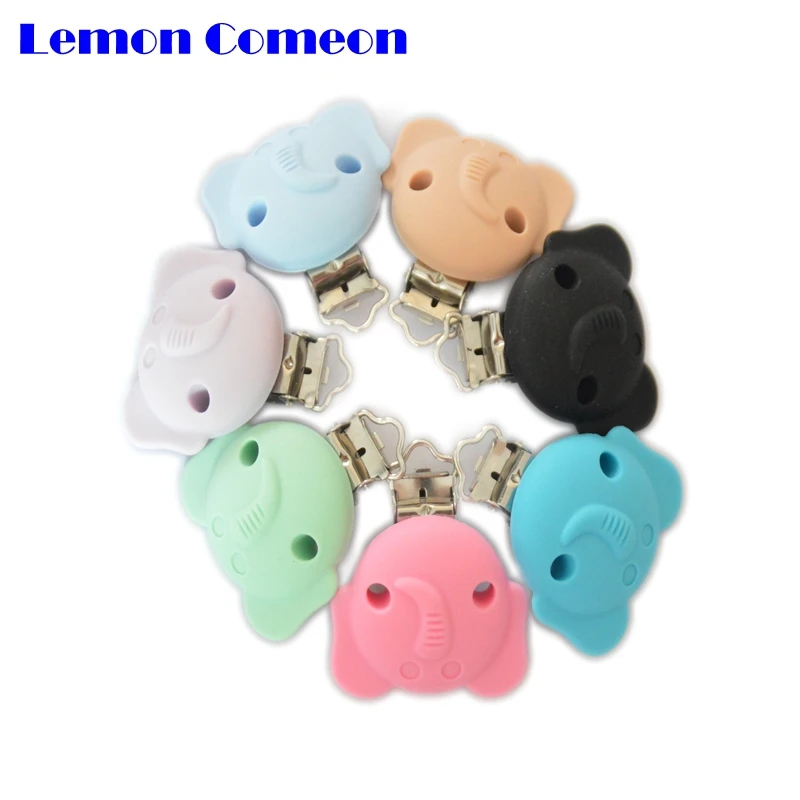 Лимон Comeon силиконовая детская пустышка на цепочке с прищепкой клип в форме слона