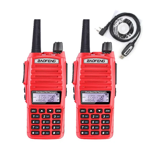 Red-2pcs-USB 2 шт./лот BaoFeng UV-82 рация 136-174 МГц и 400-520 МГц двухстороннее радио UV82 FM приемопередатчик - Цвет: Red-2pcs-USB