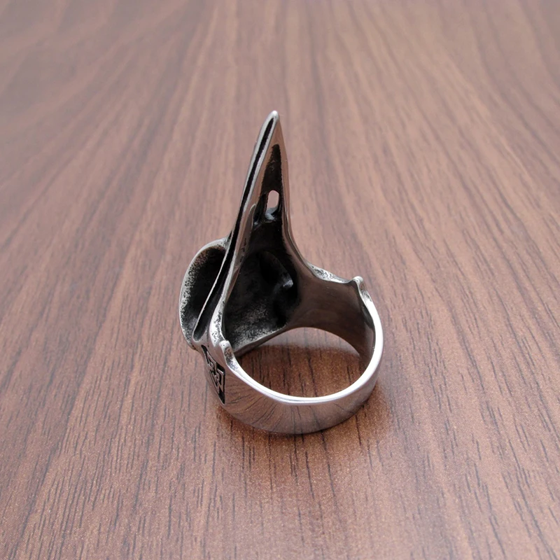 Punk 316L Edelstahl Herren Wikinger Nordische Mythologie Odin Krähe Rabe Ring Nordisches Amulett Kompass Schmuck Geschenke – Detail 2
