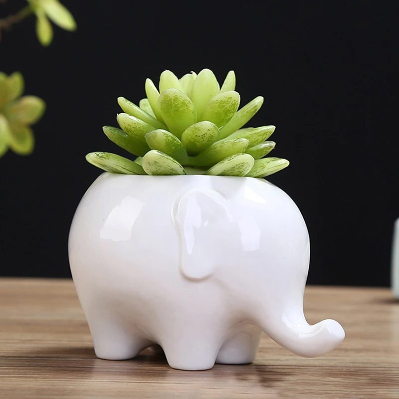 Горшок для цветов керамический горшок с белым слоном 1 шт.|Цветочные горшки и