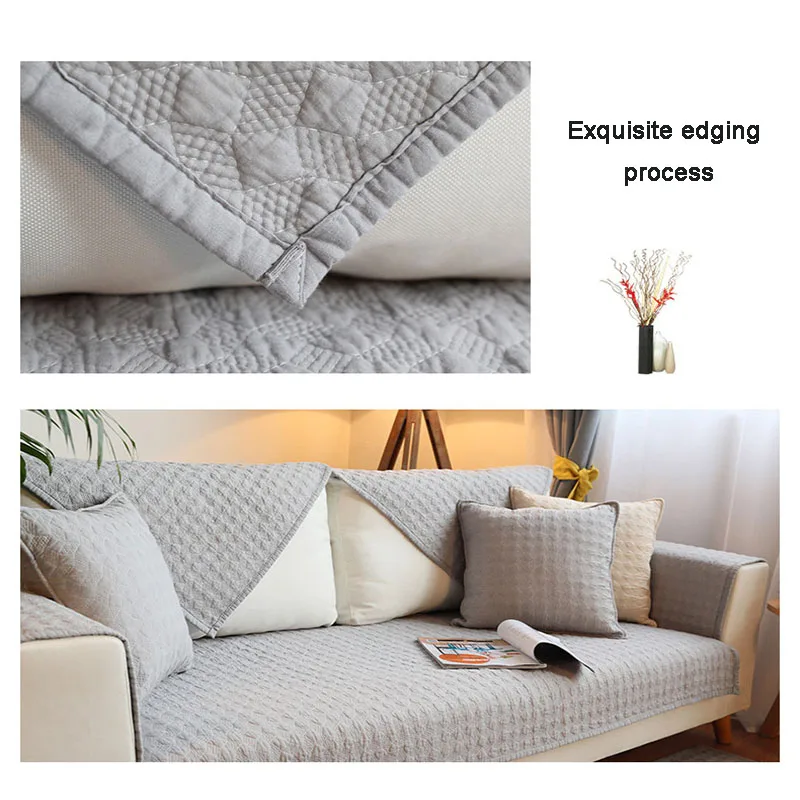 Однотонный Хлопковый чехол для дивана грязеотталкивающий нескользящий диван