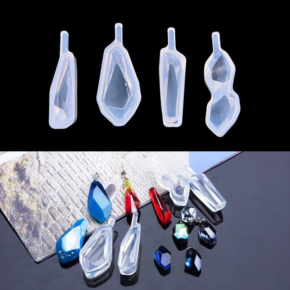 

High Quality 1Pc Transparent Silicone Diamond cut surface Pendant Mould For Resin Real Flower DIY Mould Jewelry Making Tool