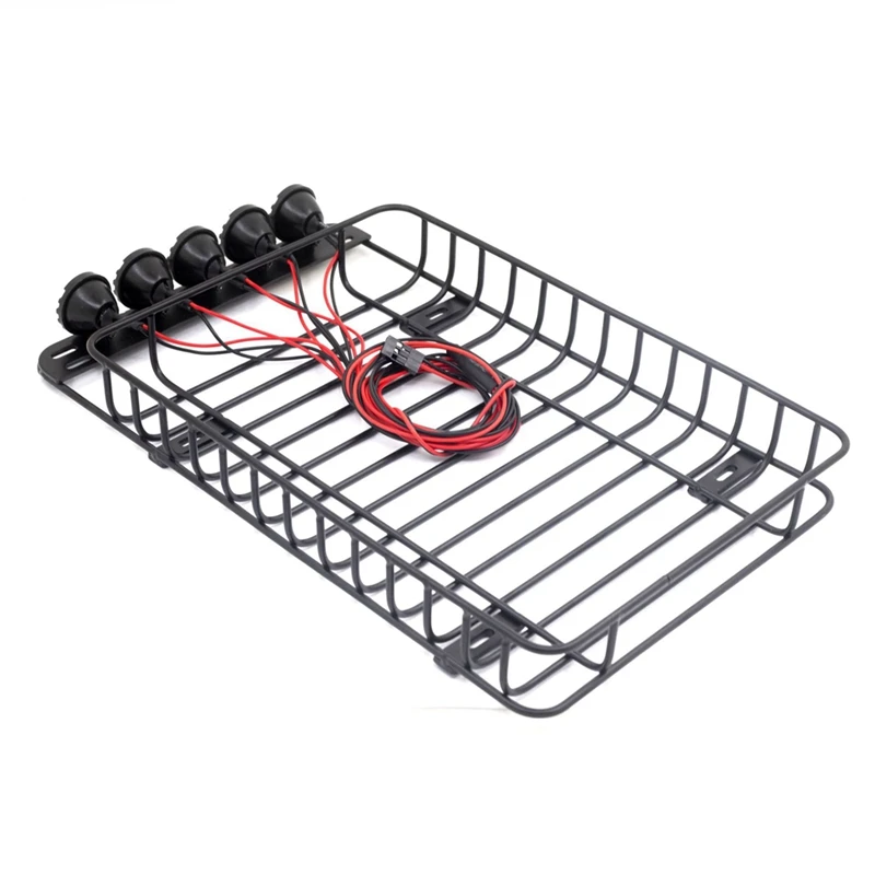 

235X145mm Metal Luggage Roof Rack with Lights for 1/10 RC Crawler Car Traxxas TRX4 Axial SCX10 90046 SCX10 III AXI03007