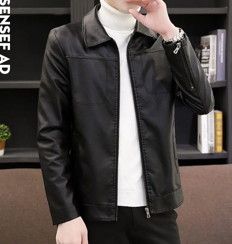 Новинка Осень-зима 2021 для молодых мужчин кашемировая кожаная куртка casaco masculino