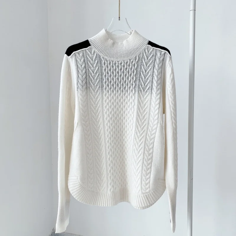 

Women Sweater Color Block Cashmere Sweater with Pullover