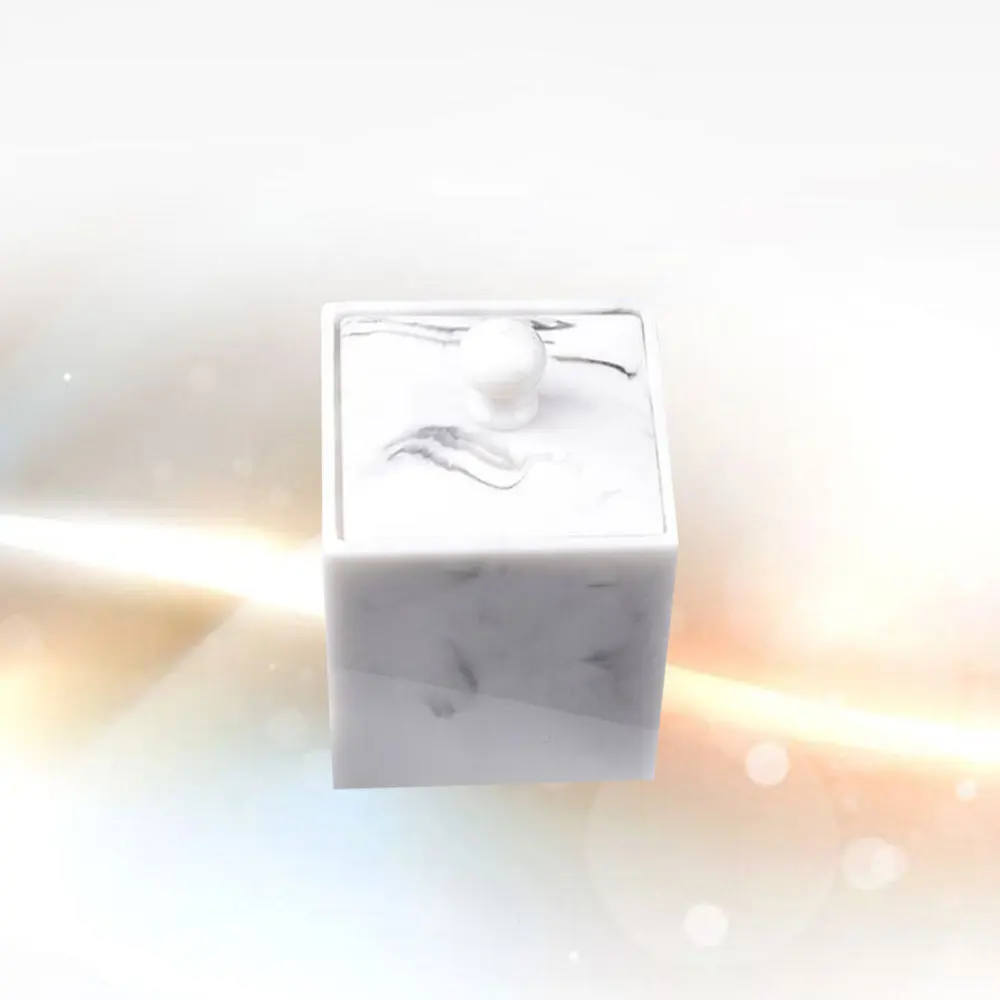 

1PC Resin Marble Grain Cotton Swab Box Cotton Pad Storage Case Organizer for Home (White)