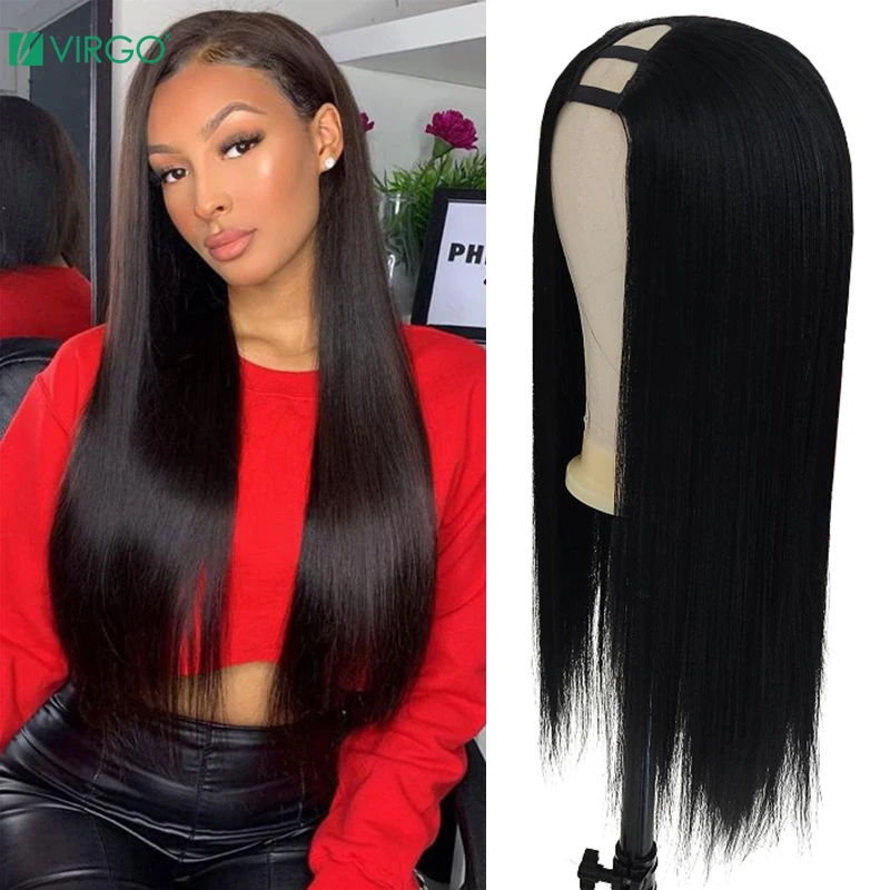 Virgo U part парик человеческие волосы прямые машина для женщин предварительно