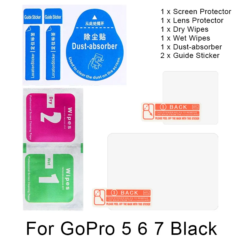 GoPro 7 Black Защитная пленка из закаленного стекла для GoPro Hero 7 6 5 объектив+ ЖК-экран Защитная пленка для Go Pro Hero 7 серебристые и белые аксессуары - Цвет: GoPro 7 Black