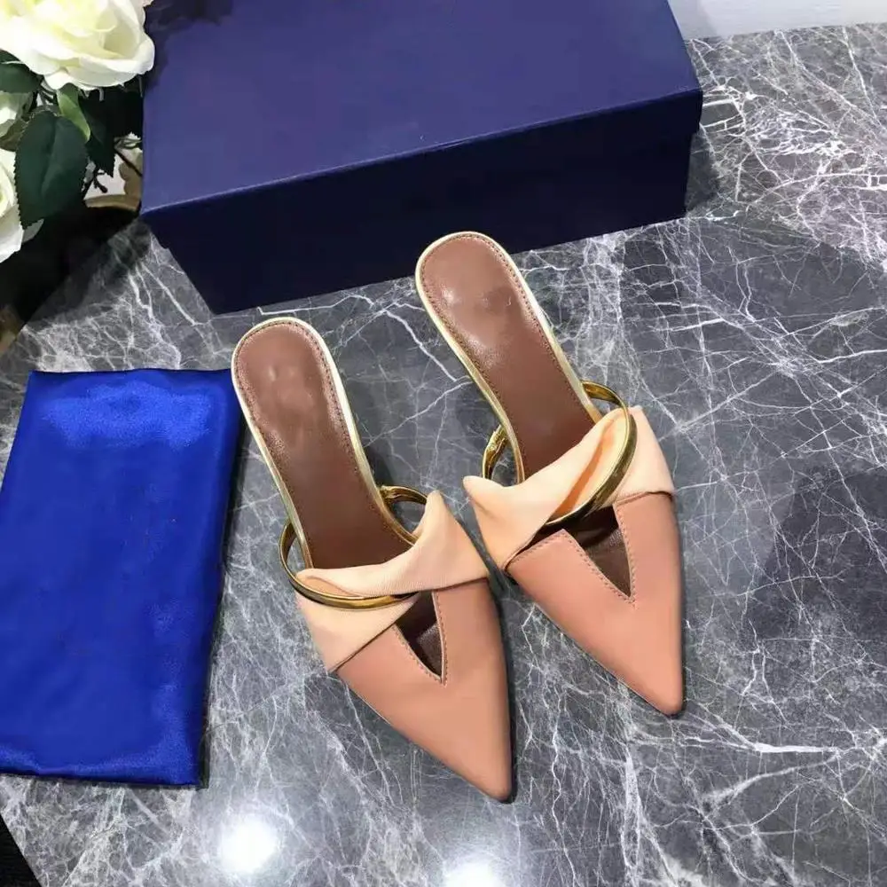 

Vallu 2021 summer new pointed sweet and spicy style bright colors and unique design high-heeled outdoor women's slippers