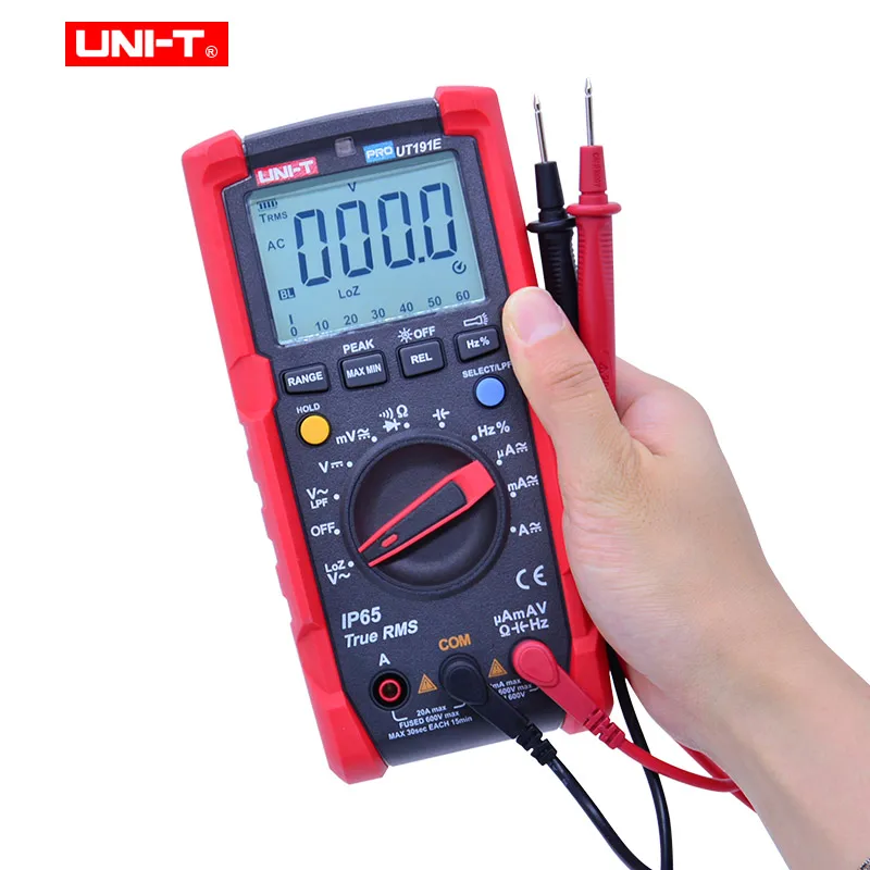 

UT191E Digital Multimeter,True RMS IP65 Waterproof,6000 Count DMM 20A 600V Volt ACV LOZ LPF Tester GS/CE/cTUVus Certified