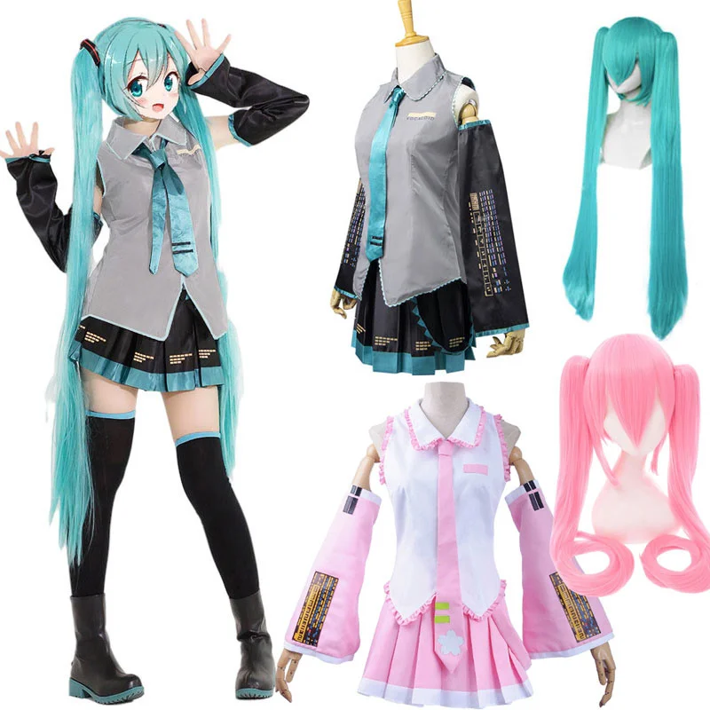 

Anime Miku Cosplay Costume Wig Costume Japan Midi Dress Female Halloween Women's Girl's Costume Party Role Play