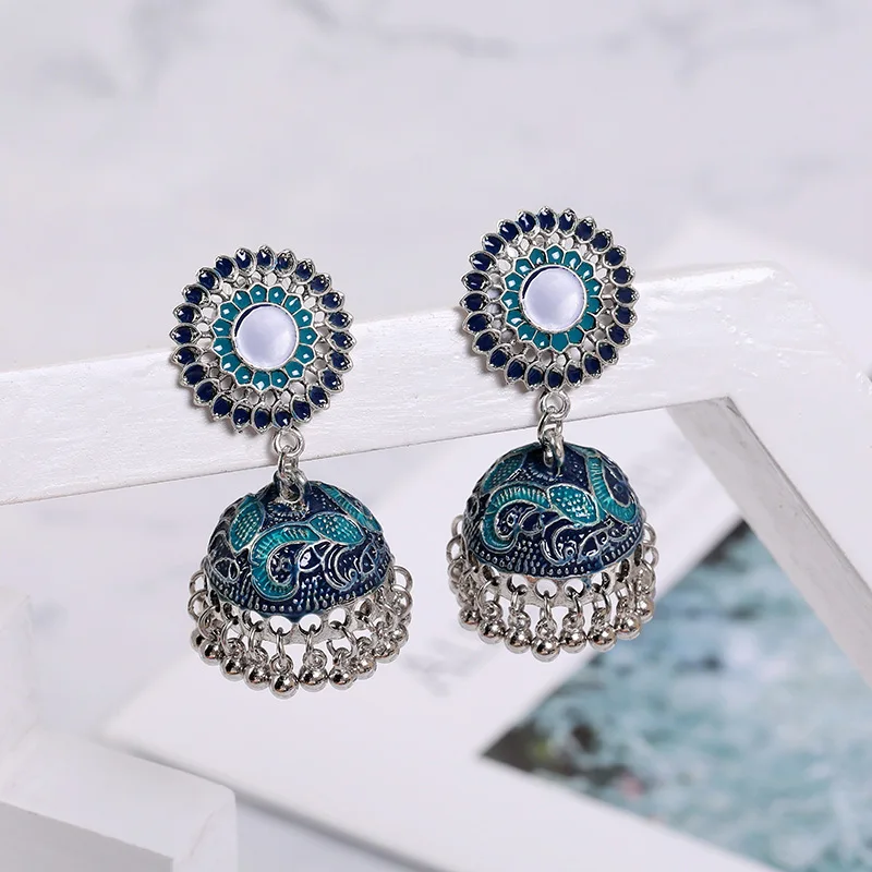 Индийские серьги Jhumka для женщин богемные в форме подсолнуха колокольчиков