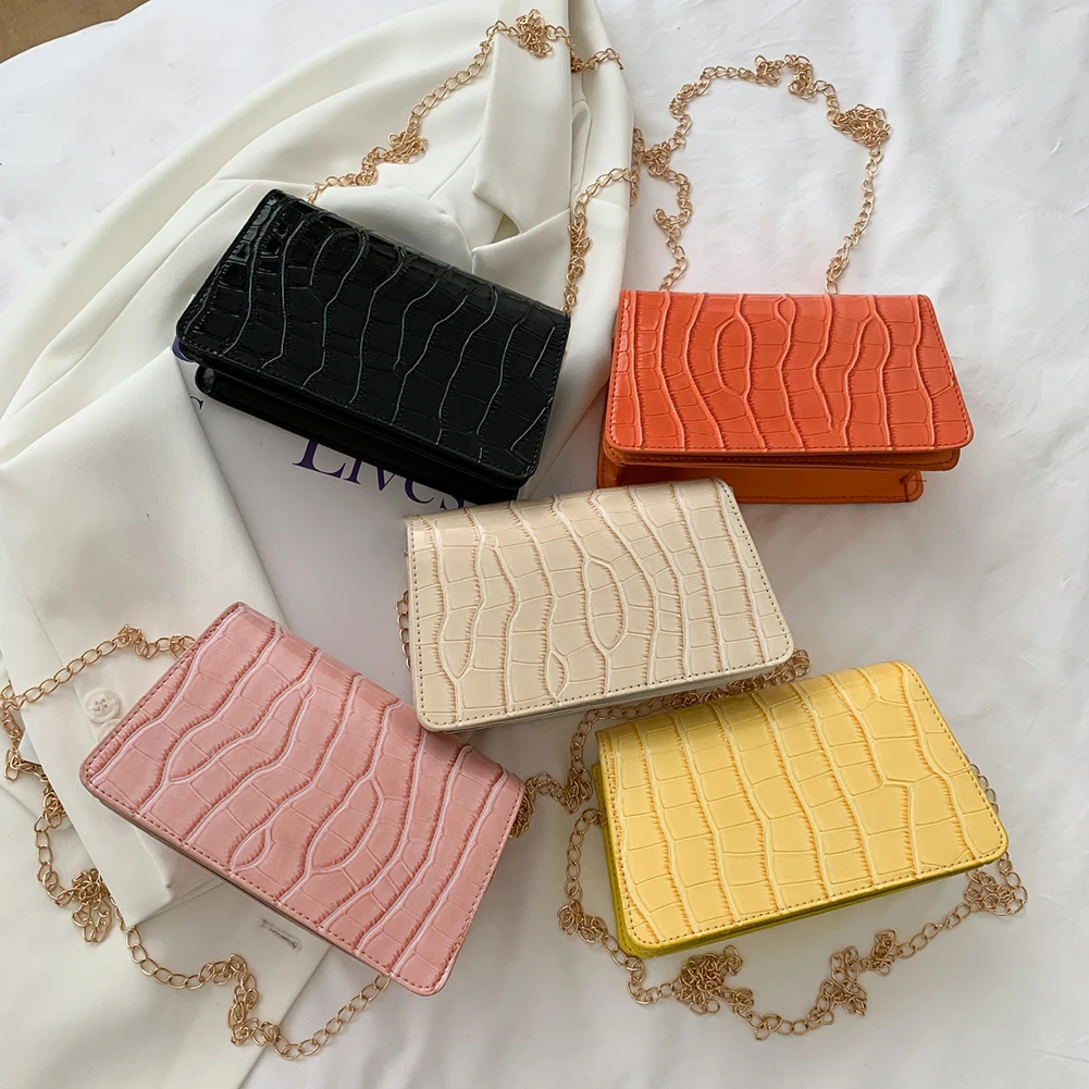 

Handbags for Women PU Leather Crossbody Bags Stone Pattern Shoulder Bag Casual Ladies Chain Small Flap Handbag