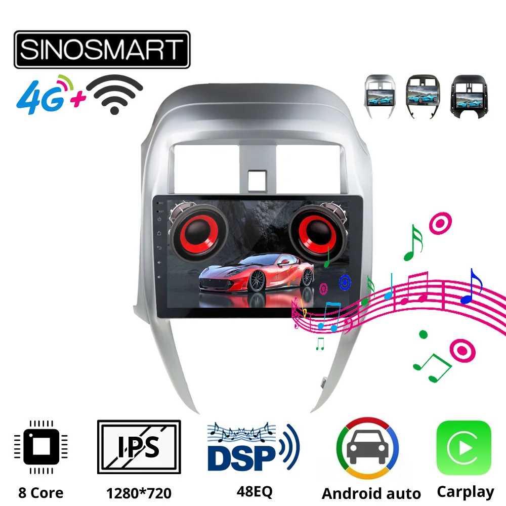 Sinosmart автомобильный радиоприемник с навигацией GPS для Nissan Sunny Versa 2011 2018 поддержка