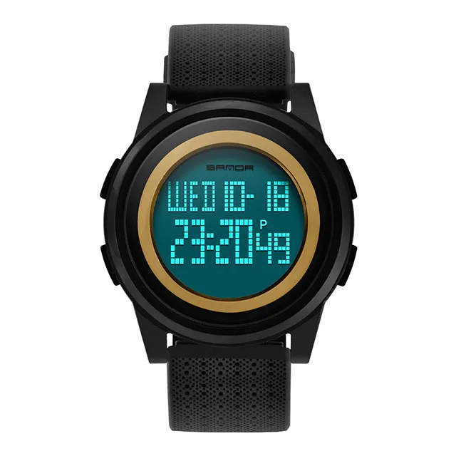 Black Gold SANDA, модные женские спортивные часы, водонепроницаемые, 3ATM, для девушек, ультра тонкий светодиодный, цифровые часы, для плавания, дайвинга, наручные часы, Montre Femme - Цвет: Black Gold