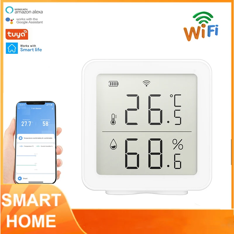 

Tuya WiFi Temperature Humidity Sensor Smart Home Indoor Intelligent Sensor SmartLife Voice Control Work With Alexa Google Home