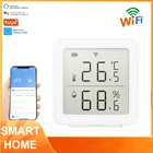 Датчик температуры и влажности Tuya, Wi-Fi, Умный домашний датчик SmartLife, голосовое управление, работа с Alexa, Google Home