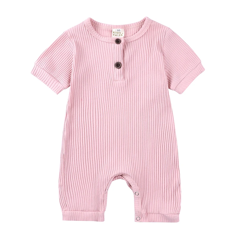 

Baby Boys Girls Rompers Cotton Short Sleeve Solid Knitted Jumpsuit Infant Clothing Autumn Newborn One Piece Baby Clothes