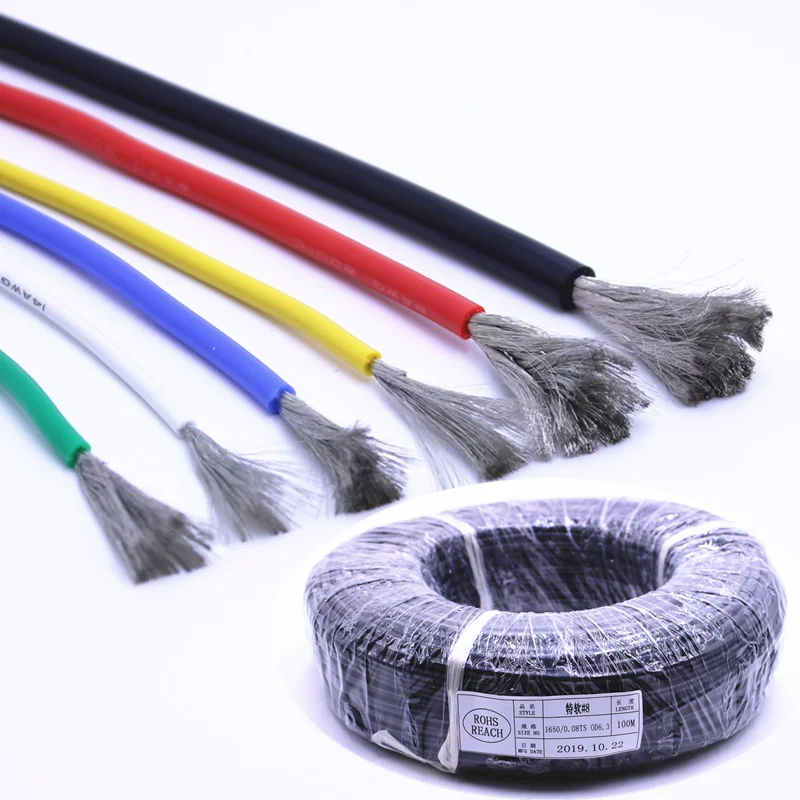 Высококачественный кабель из мягкого силикона 10awg 11 12 13 14 15 16 17 18 20 22 24awg