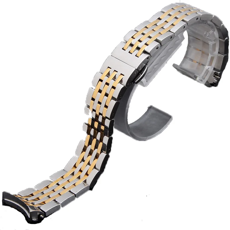 

Watch Accessories Band for Tissot lilock T41 seven beads series Watch Chain 19mm Solid Stainless Butterfly Steel Watch Strap Men