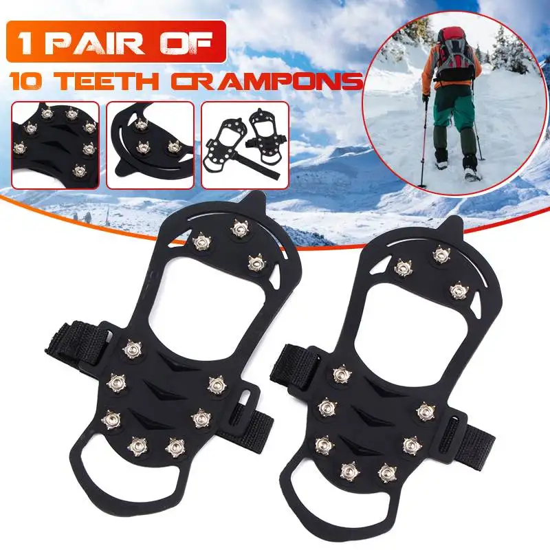 

Snowfield 1 Pair 10 Studs Anti-Skid Ice Gripper Anti-Slip Spike Winter Climbing Snow Spikes Grips Cleats Over Shoes Covers