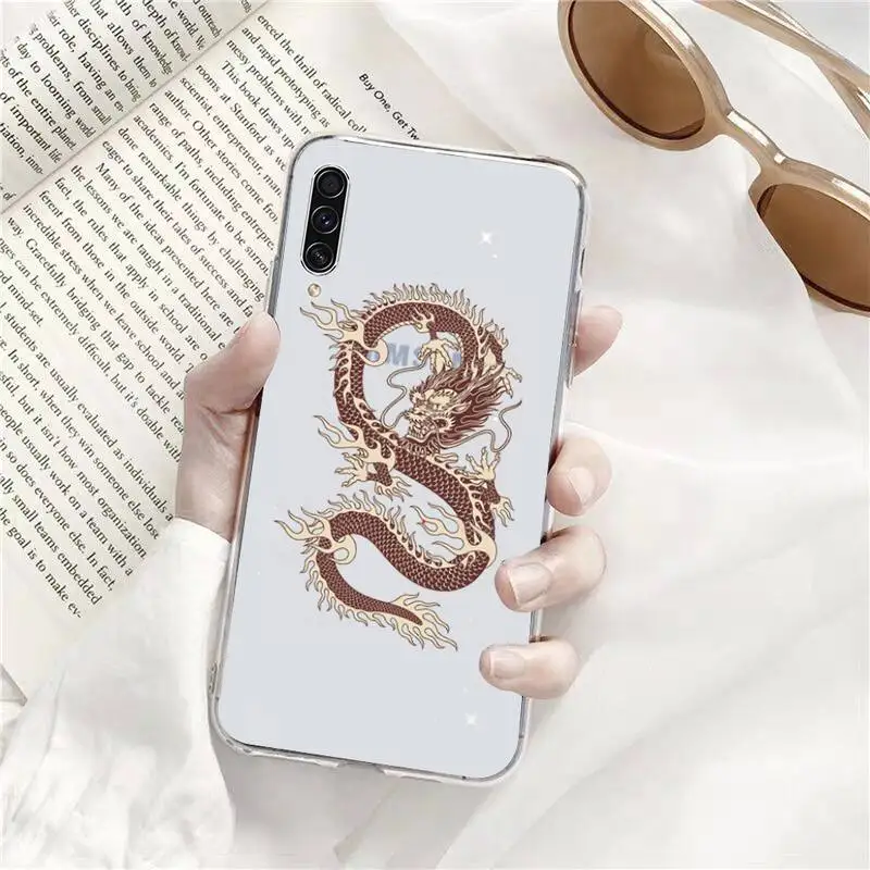 

yellow Dragon Phone Case Transparent Clear For Samsung Galaxy A71 A21s S8 S9 S10 plus note 20 ultra