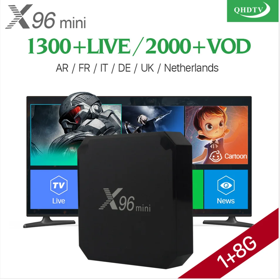 1G 8G one year QHDTV Франция IP tv X96 Мини ТВ приставка Android 7,1 QHD ТВ подписка 1800 каналов ip-телевидение арабское, Европа французский X96 мини смарт-приставка IP tv - Цвет: 1G 8G one year QHDTV