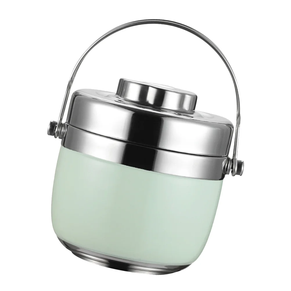 

Портативное двухъярусное теплоизоляционное ведро из нержавеющей стали для еды (1,5 л, зеленый)