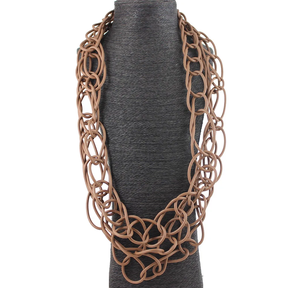 

6 Colors Women Soft Rubber Casual Jewelry Handmade Fashion Necklaces Multi Circles Dropshipping