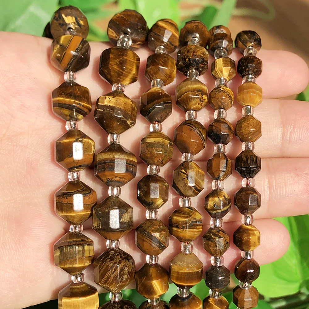 

Желтые бусины в форме оливкового тигрового глаза, 6, 8, 10 мм, натуральные граненые бусины-разделители для изготовления ювелирных изделий «сде...