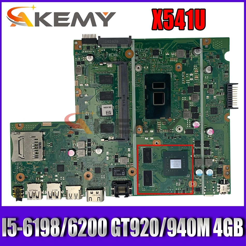 

Akemy I5-6198/I5-6200 CPU GT920/940M 4GB для Asus X541U X541UJ X541UV X541UVK X541UQ X541UQK X541UA X541UAK материнская плата для ноутбука
