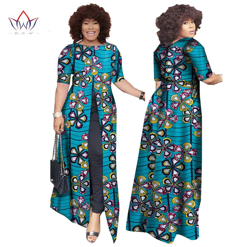Африканский dashiki африканских платья повседневные Прямые сплит печати Африканский принт хлопок Одежда Сорочка африканского Femme brw WY852 - Цвет: 5
