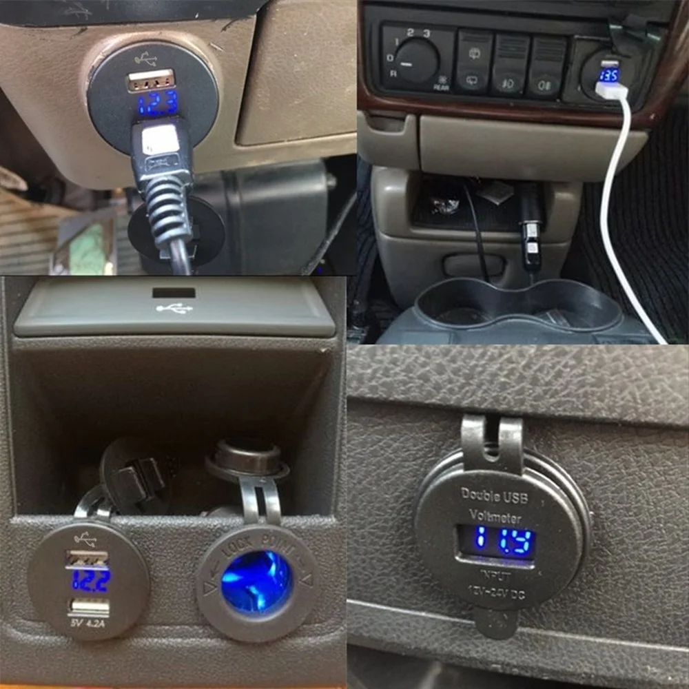 Зарядное устройство с 2 USB портами 1 А 12 24 В|usb charger 12v socket|12v socket12v car socket |