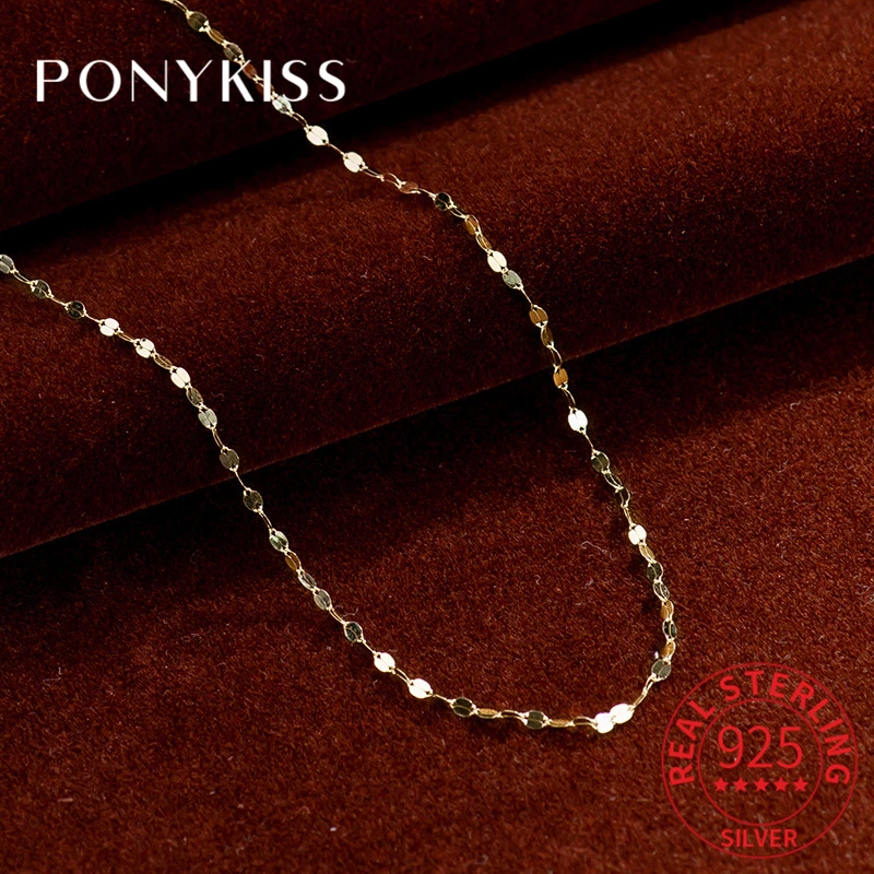 

Ожерелье-чокер PONYKISS из стерлингового серебра 925 пробы с круглыми блестками и золотом 14 карат для женщин, классическое изящное ювелирное изд...