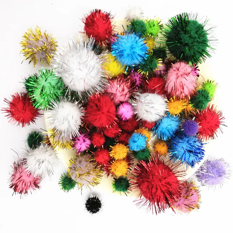 Блестящий помпон 10-30 мм пушистые плюшевые помпоны для поделок своими руками