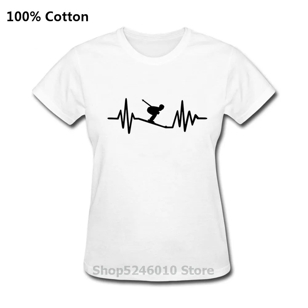 

Футболка женская с коротким рукавом, модная тенниска для катания на лыжах с изображением пульса и приключений, крутая уличная одежда, подар...