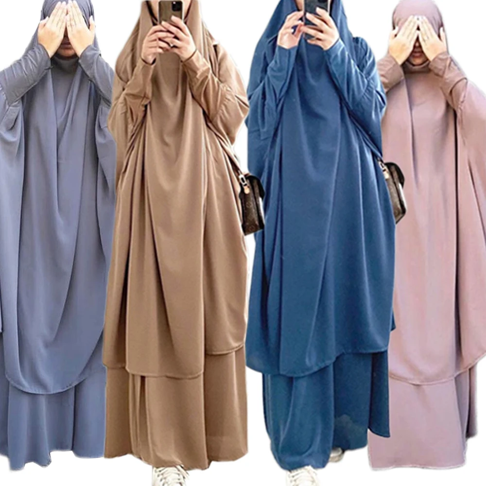 Комплект из двух предметов для мусульманской женщины, Молитвенное платье, хиджаб, длинный хиджаб, абайя, джилбаб, одежда, Рамадан, юбка, Абай...
