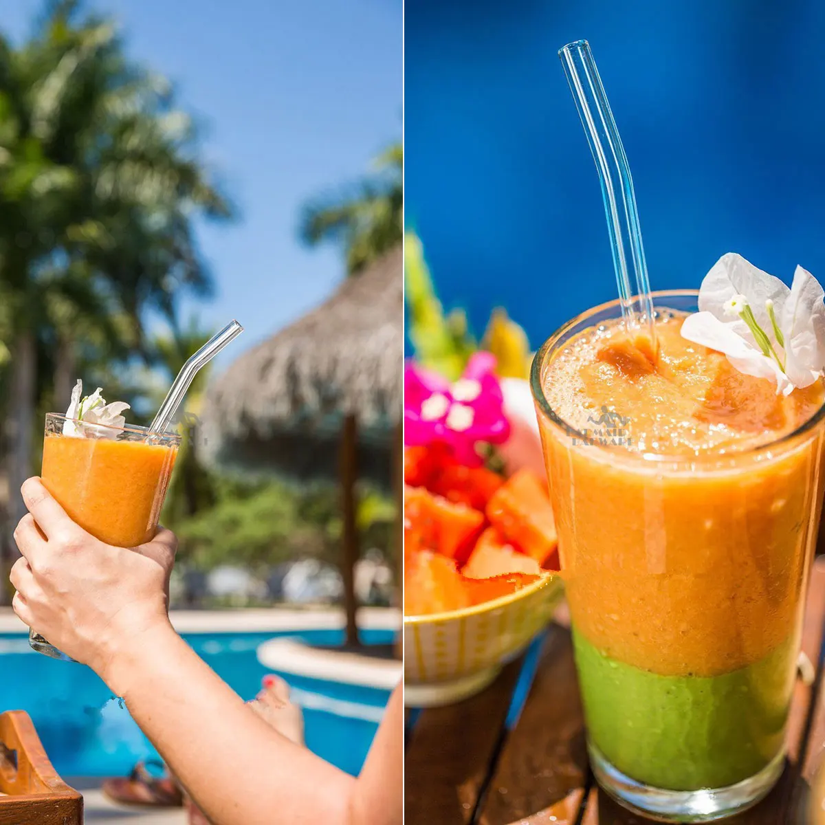 

Reusable Glass Straws Clear Drinking Straws with Cleaning Brush & Storage Box and Cloth for Smoothie, Milkshakes, Frozen Drinks