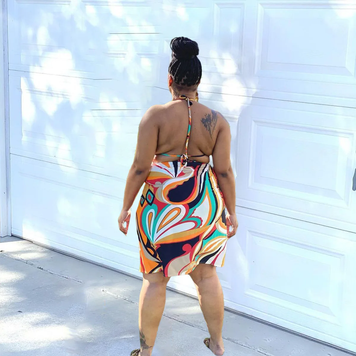 

S953 3 Piece bathing suit Fashion summer new style women's large size fat lady printing split swimsuit three-piece suit