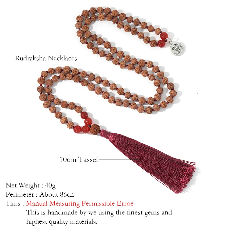 OAIITE выпрямитель JapaMala ожерелье наборы 108 Mala Beads Ручная работа с узелками красный