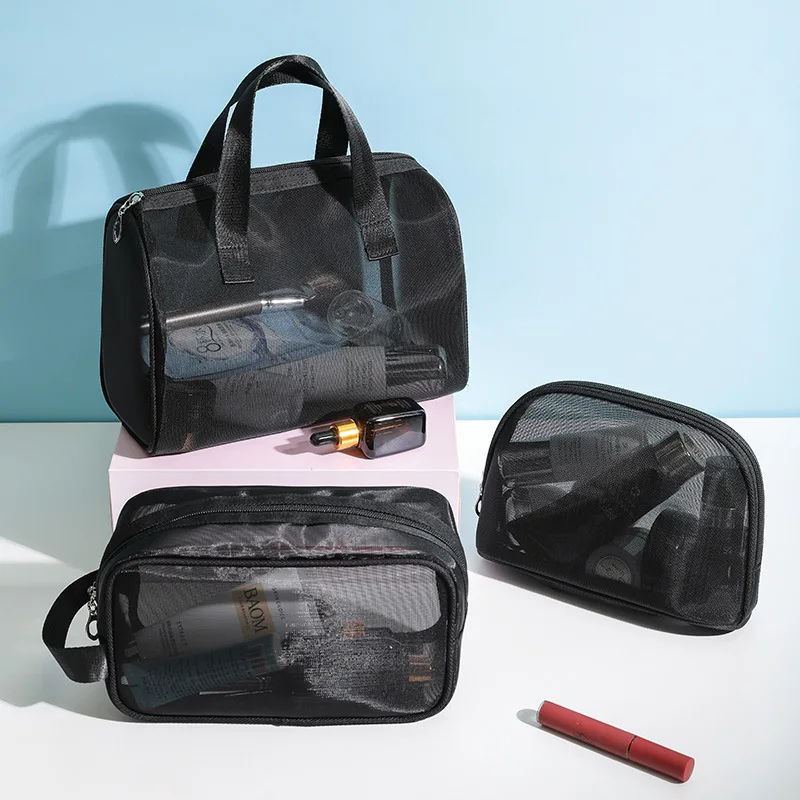 Black Travel Cosmetic Bag Women Zipper Make Up Transparent Makeup Case Organizer Storage Pouch Toiletry Beauty Wash Kit Bags