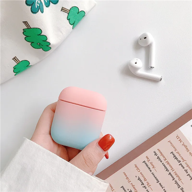 Цветной градиентный чехол для Apple Airpods, роскошный bluetooth-наушник, Жесткий Чехол Для Air pods, чехол для наушников, коробка, сумка с зарядкой
